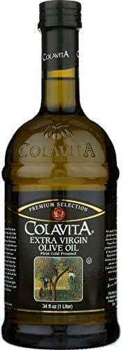A large bottle of Colavita Premium Selection extra virgin olive oil.