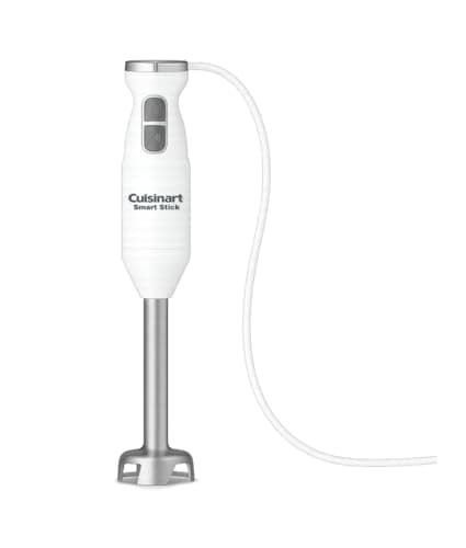 Cuisinart CSB-175 Smart Stick hand blender in white with a stainless steel blending shaft.