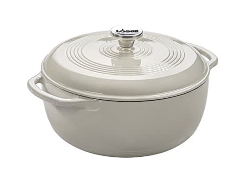 Lodge 3-quart enameled cast iron Dutch oven in oyster white.